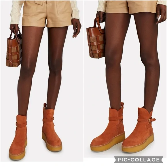 Ulla Johnson Lennox Ankle Buckle Boots in Terracotta Suede EU37 US7 - Picture 4 of 16